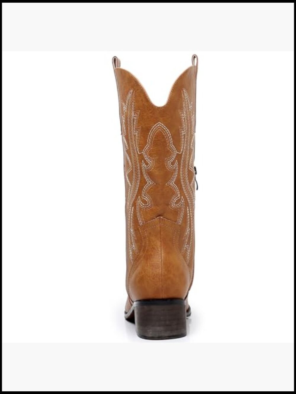 Embroidered Western Cowboy Boots Chunky Heel Side Zip Mid Calf Retro - Picture 5 of 7